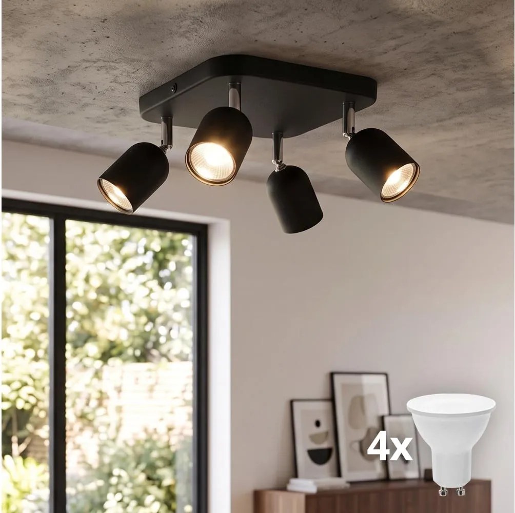 LED bodové svietidlo TOP 4xGU10/10W/230V čierne