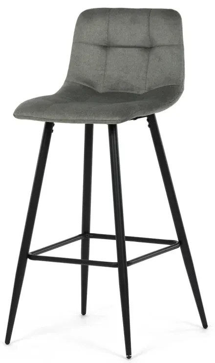 Židle barová, zelená látka, čtyřnohá kovová podnož, černý mat