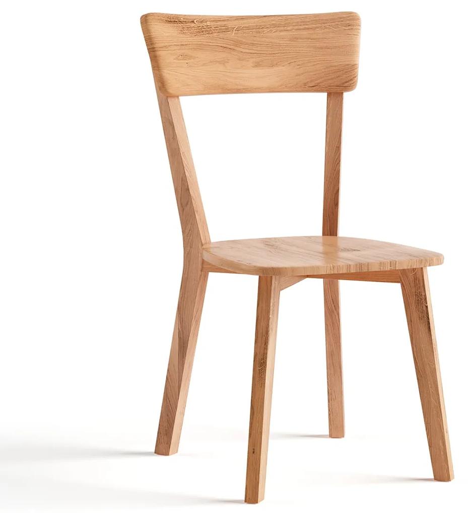 Oblá, moderná stolička z masívu, s dreveným sedákom, 46x50x85 cm