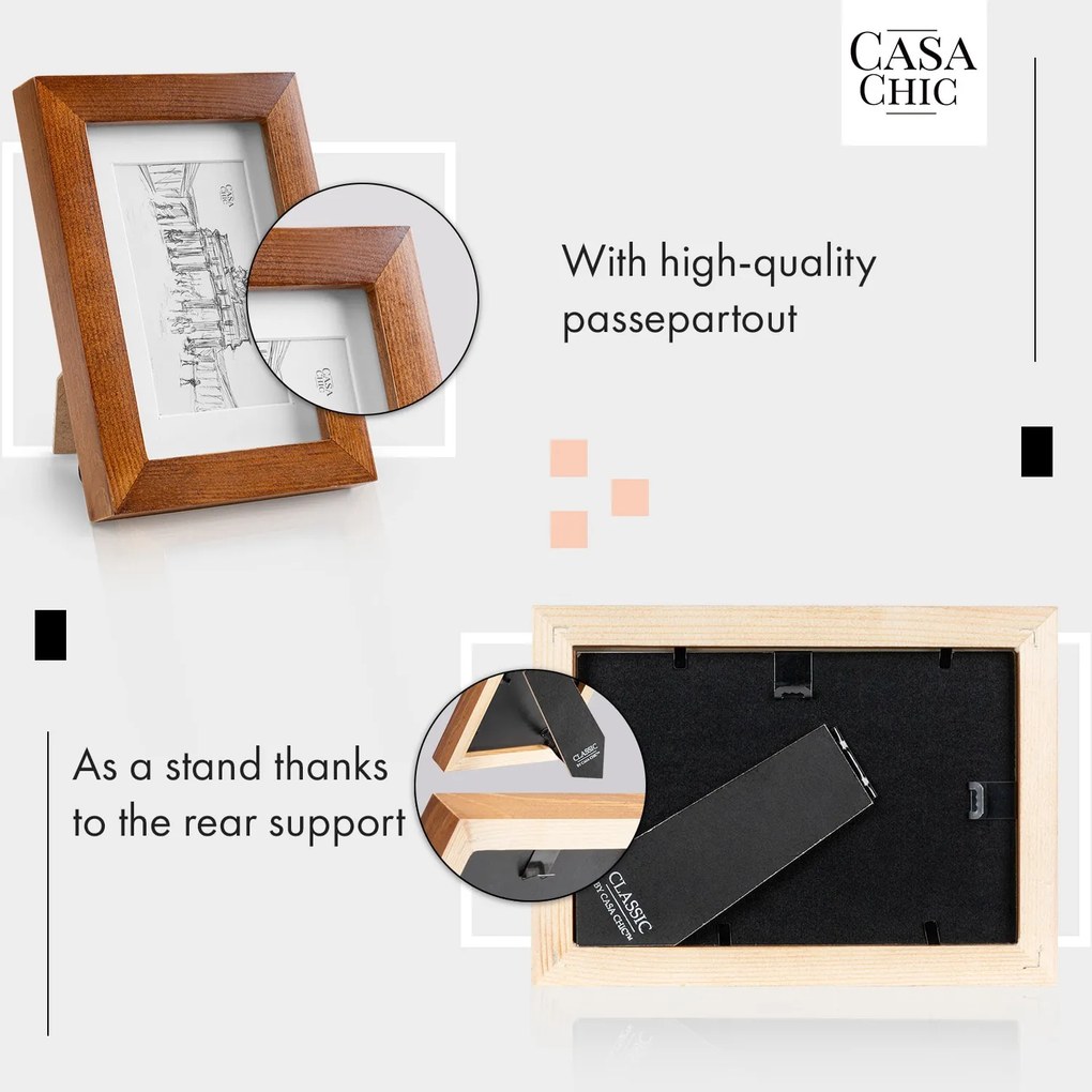 Casa Chic Kenton, rámy na obrázky, sada 3 rámov, obdĺžnikové, 14 x 9 cm, pasparta, sklo