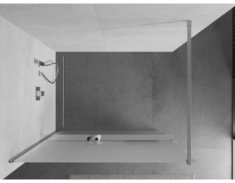 Mexen Kioto+, sprchová zástena s poličkou a držiakom na uteráky 100 x 200 cm, 8mm námraza sklo, chrómový profil, 800-100-121-01-30