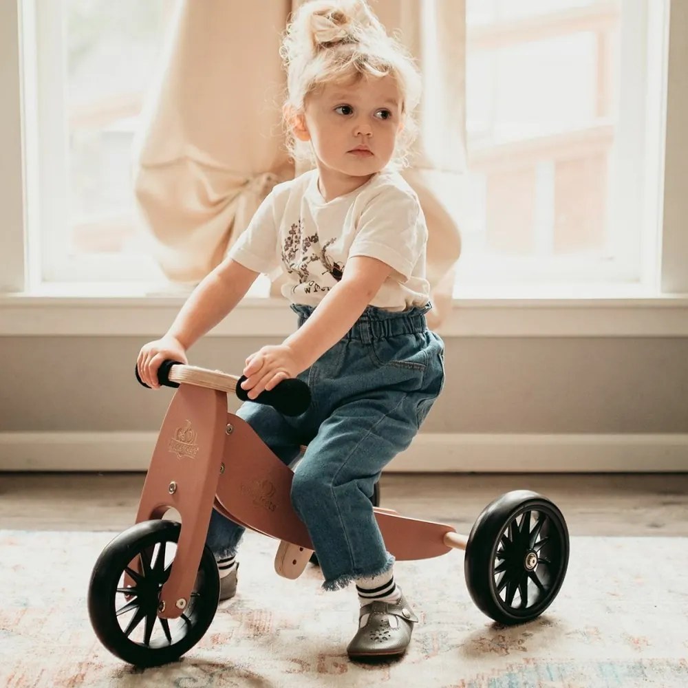 Drevené balančné odrážadlo Tiny Tot 2v1 koralová