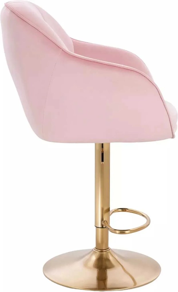 LuxuryForm DESIGN Barová stolička AVOLA VELUR na zlatom tanieri - svetlo ružová