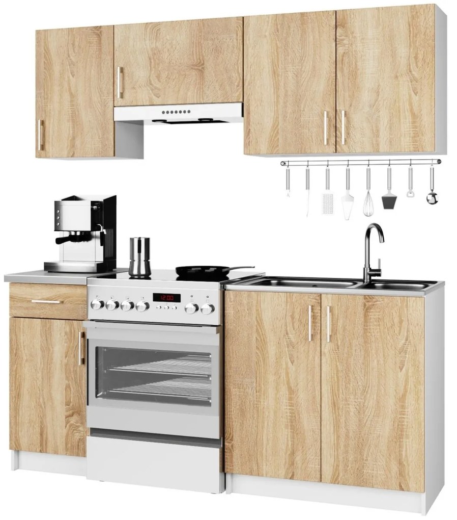 Kuchynská linka Lima 1,8 m biela/dub sonoma