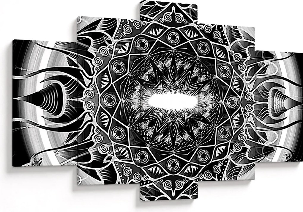 Obraz čiernobielych ornamentov (150x105 cm)