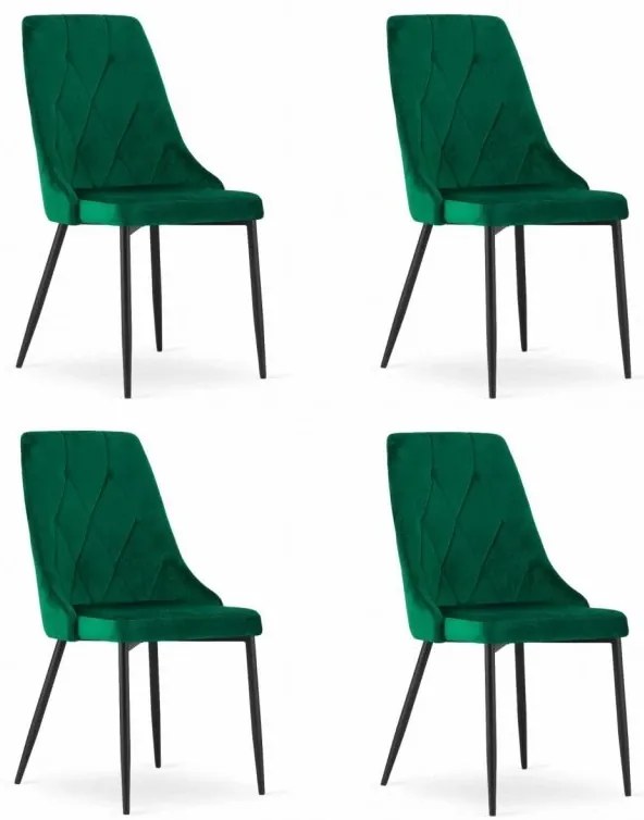Set 4 stoličiek IMOLA - tmavozelený zamat / čierne nohy