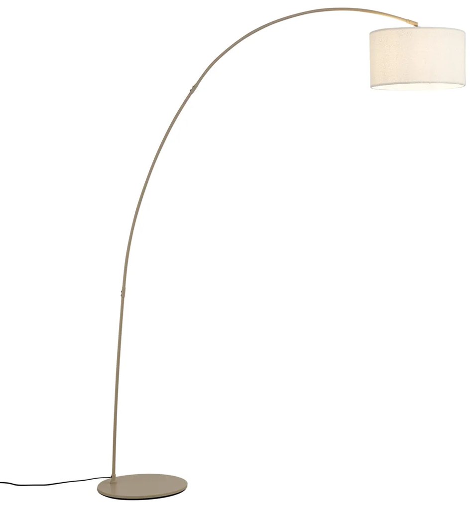 Moderná oblúková lampa béžová s teddy tienidlom - Vinossa