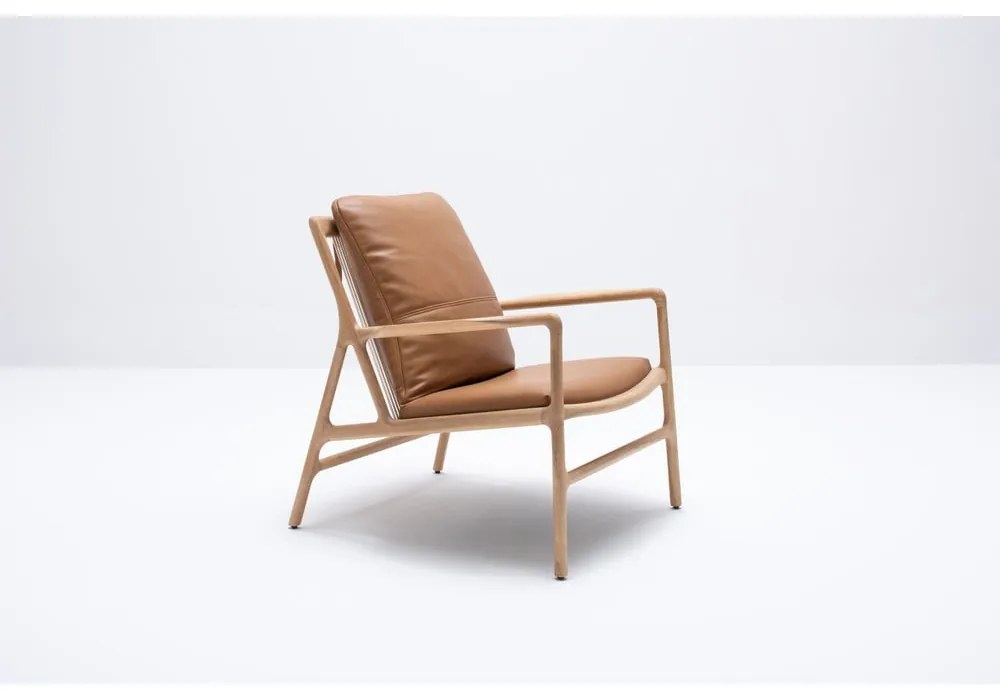 Kožené kreslo v hnedo-prírodnej farbe Dedo – Gazzda