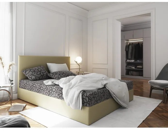 Manželská posteľ z ekokože s úložným priestorom 160x200 LUDMILA - béžová / sivá
