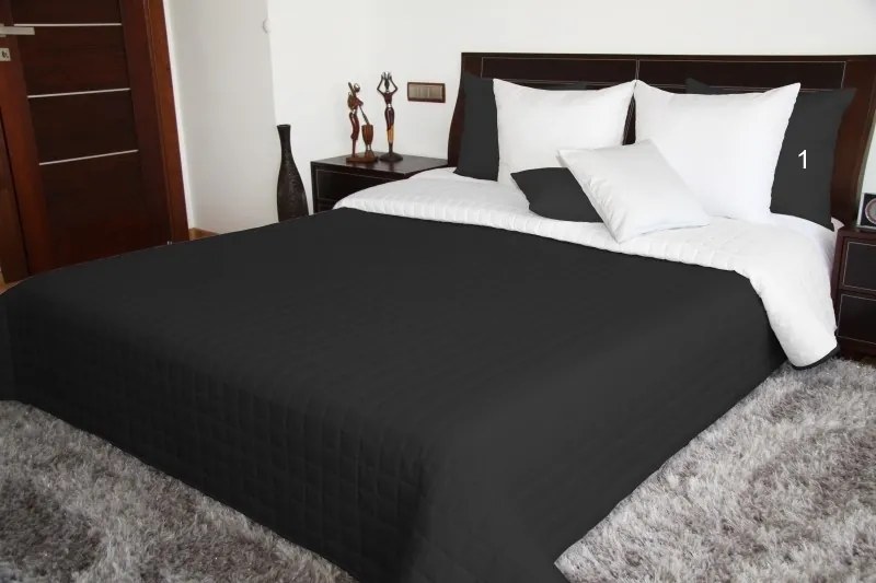 DomTextilu Čierno biely obojstranný prehoz na posteľ prešívaný Šírka: 200 cm | Dĺžka: 220 cm 5676-102880