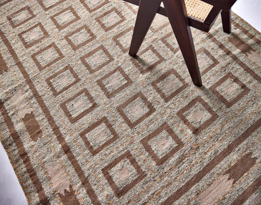 Diamond Carpets India, Ručne viazaný kusový koberec Guggenheim DESP P81 Brown Natural, 200x290, hnedá, chodba / predsieň