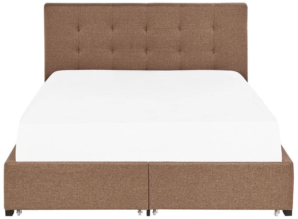 Čalúnená posteľ s úložným priestorom 160 x 200 cm hnedá LA ROCHELLE Beliani