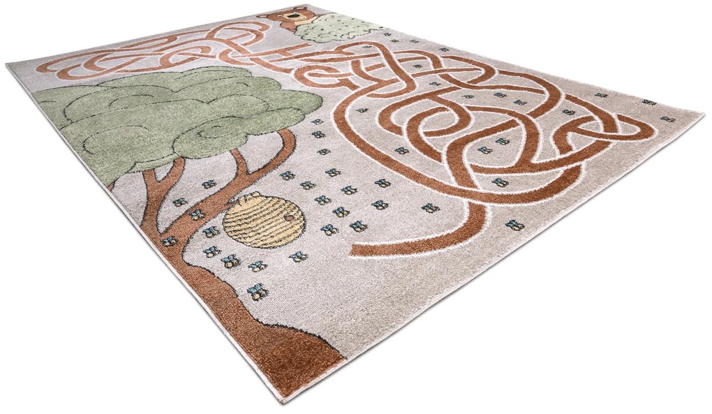 Koberec FUN Honey pre deti, medveď, včely béžový