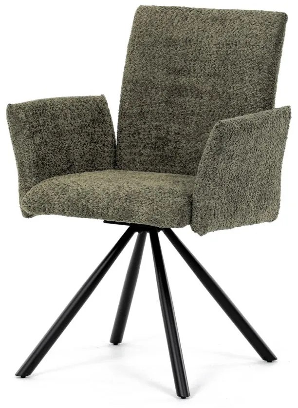 Židle jídelní DCH-W1117 GRN2 zelená látka, černý kov, otočný mechanismus 90°/90° (L/P)
