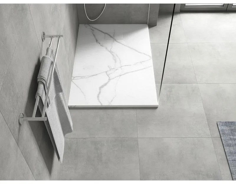 Mexen Hugo, obdĺžniková sprchová vanička SMC 120 x 80 cm, biely kameň, 42158012