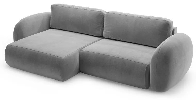 Tmavosivá zamatová rozkladacia/s úložným priestorom rohová pohovka Tonale – Cosmopolitan Design