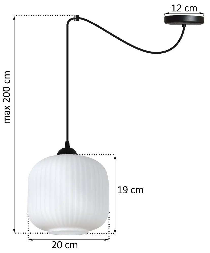 Závesné svietidlo Riffle Spider 2, 1x biele sklenené tienidlo, b