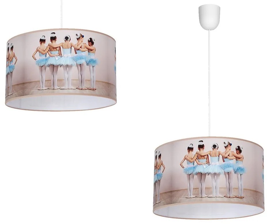 Detské závesné svietidlo Ballerina, 1x plastové tienidlo so vzorom, w