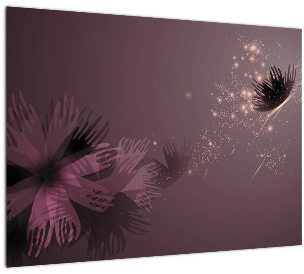 Sklenený obraz kvetu s motýľom (70x50 cm)