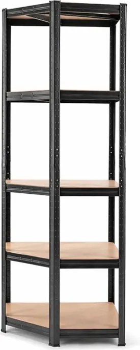 Akcia 5x Regál 180x90x40 cm rohový lakovaný 5-polícový, nosnosť 875 kg - čierny