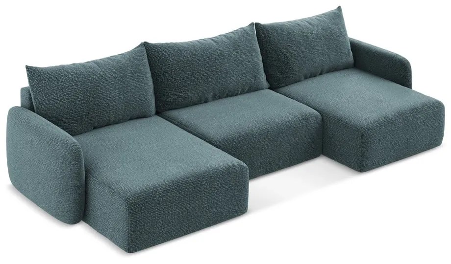 Tyrkysovomodrá rozkladacia/s úložným priestorom rohová pohovka Kalena – Makamii