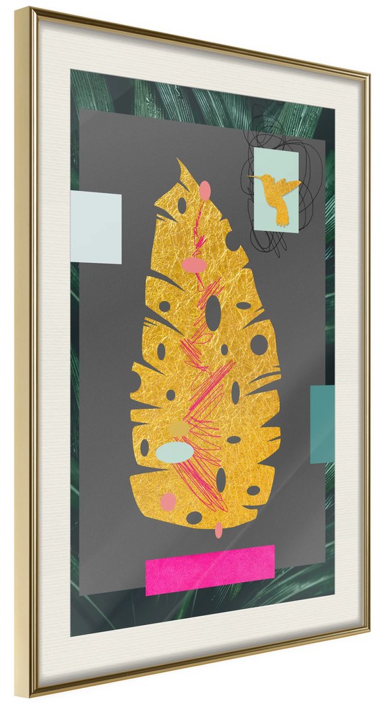 Artgeist Plagát - Golden Leaf [Poster] Veľkosť: 40x60, Verzia: Čierny rám