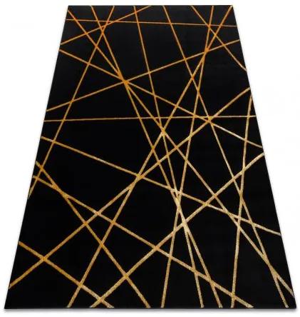 Koberec GLOSS moderný 406C 86 štýlový, glamour, art deco, geometrický čierna / zlatá Veľkosť: 240x330 cm