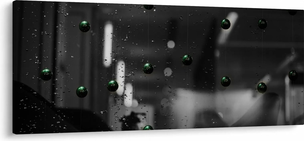 Abstraktný obraz - zelené guličky (120x50 cm)
