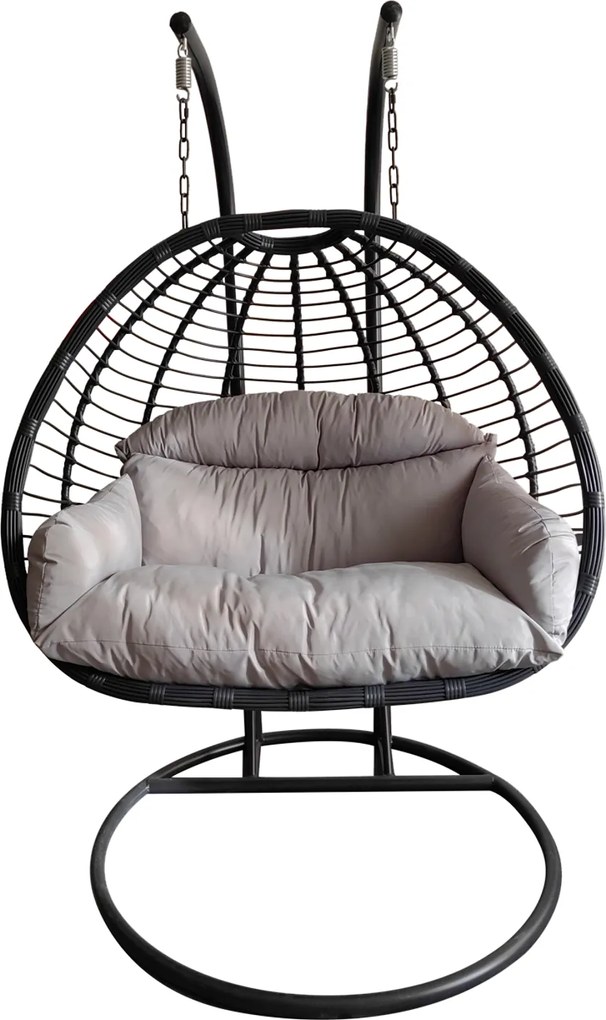 CH GASPAR DVOJMEDZINÁVODNÁ ZÁVESNÁ STOLIČKA – ŠEDÁ, ŠEDÝ VANKÚŠ, TMAVOSÉRY RÁM