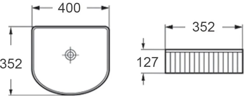 Mexen Grovo, ryhované umývadlo na dosku 40 × 35 cm, čierna matná, 22304085