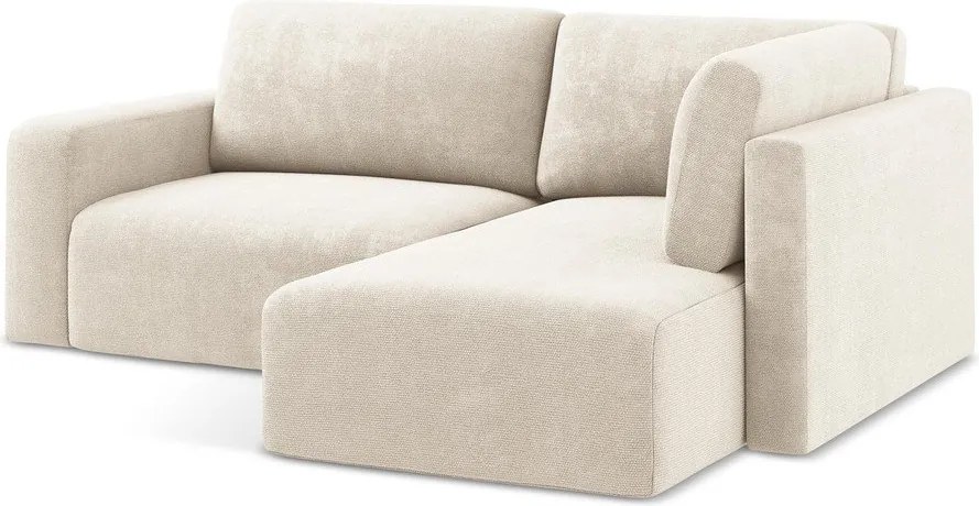 Krémovobiela ženilková rozkladacia/s úložným priestorom rohová pohovka (pravý roh/do L) Kona – Makamii