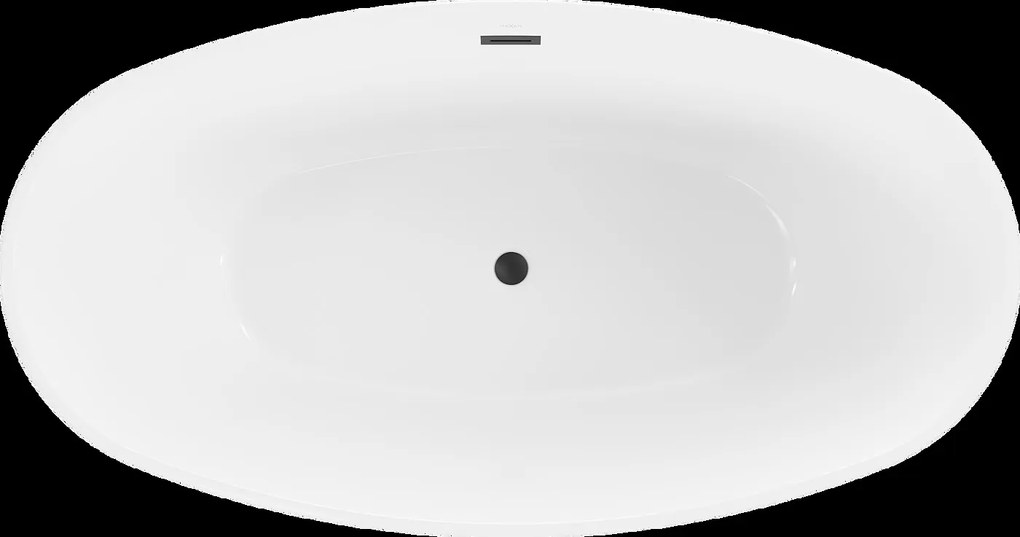 Mexen Eris, voľne stojaca vaňa 180 x 95 cm + čierna zátka a sifón automat, biela-čierna, 53441809575-B