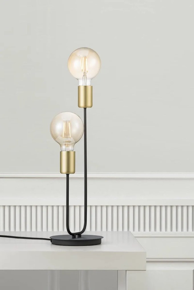 NORDLUX Priemyselná kovová stolová lampa JOSEFINE, 2xE27, 28W, čierna