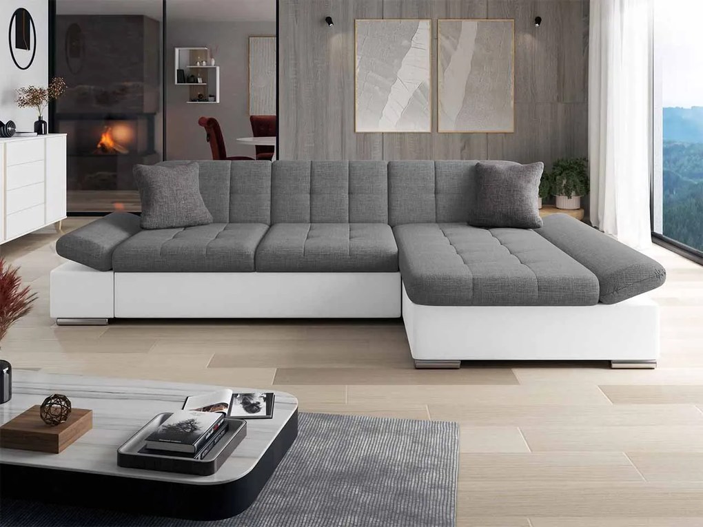 Rohová sedacia súprava Magnir, Dostupné poťahy: ekokoža Soft 017 + Lux 06 + Lux 05, Strana: pravá