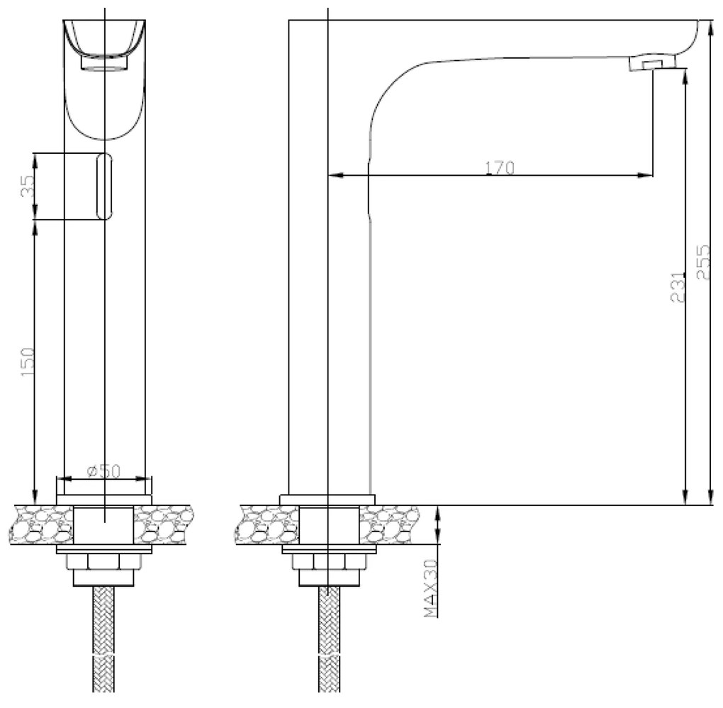 CREAVIT CREAVIT, Stojánková senzorová batéria vysoká 230V AC / 6V DC (4xAA), chróm, BT.ES6500