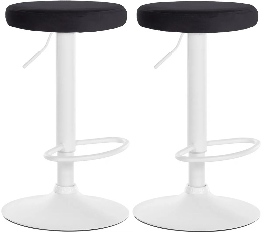 2x Barová stolička Ponte - zamat, biely rám Čierna