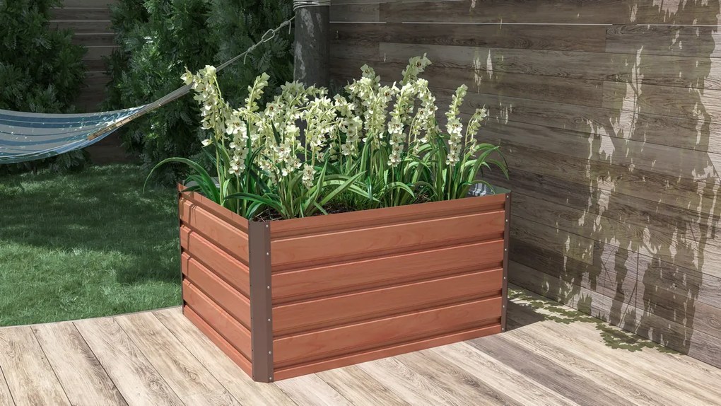 Vysoký záhon G21 Daisy 100 x 80 x 52 cm, kov,hnedý