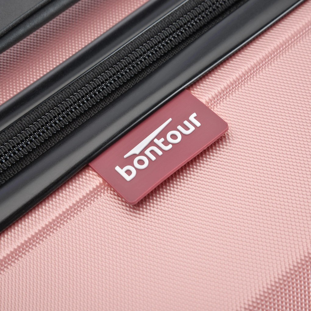 BONTOUR „Wave“ 3-dielna súprava kufrov s dvojitými kolieskami, s TSA zámkom, rose gold