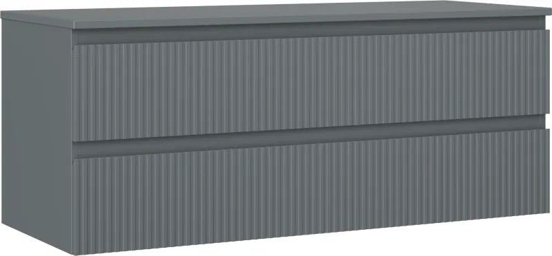Mexen Rivel, kúpeľňová skrinka 120 cm s hornou časťou, 2 zásuvky, drážkovaná, grafit matná - 91A20-12047-2-BFFC66