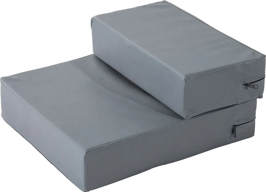 PawHut Schodíky pre domácich miláčikov 2 kroky Skladateľné schodíky pre psov a mačky Šedé L45 x Š39 x V20 cm | Aosom