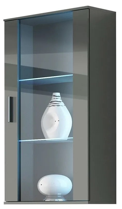 Vitrína Boho B2, Osvetlenie: osvetlenie LED RGB - farebné, Farby: biela / biely lesk