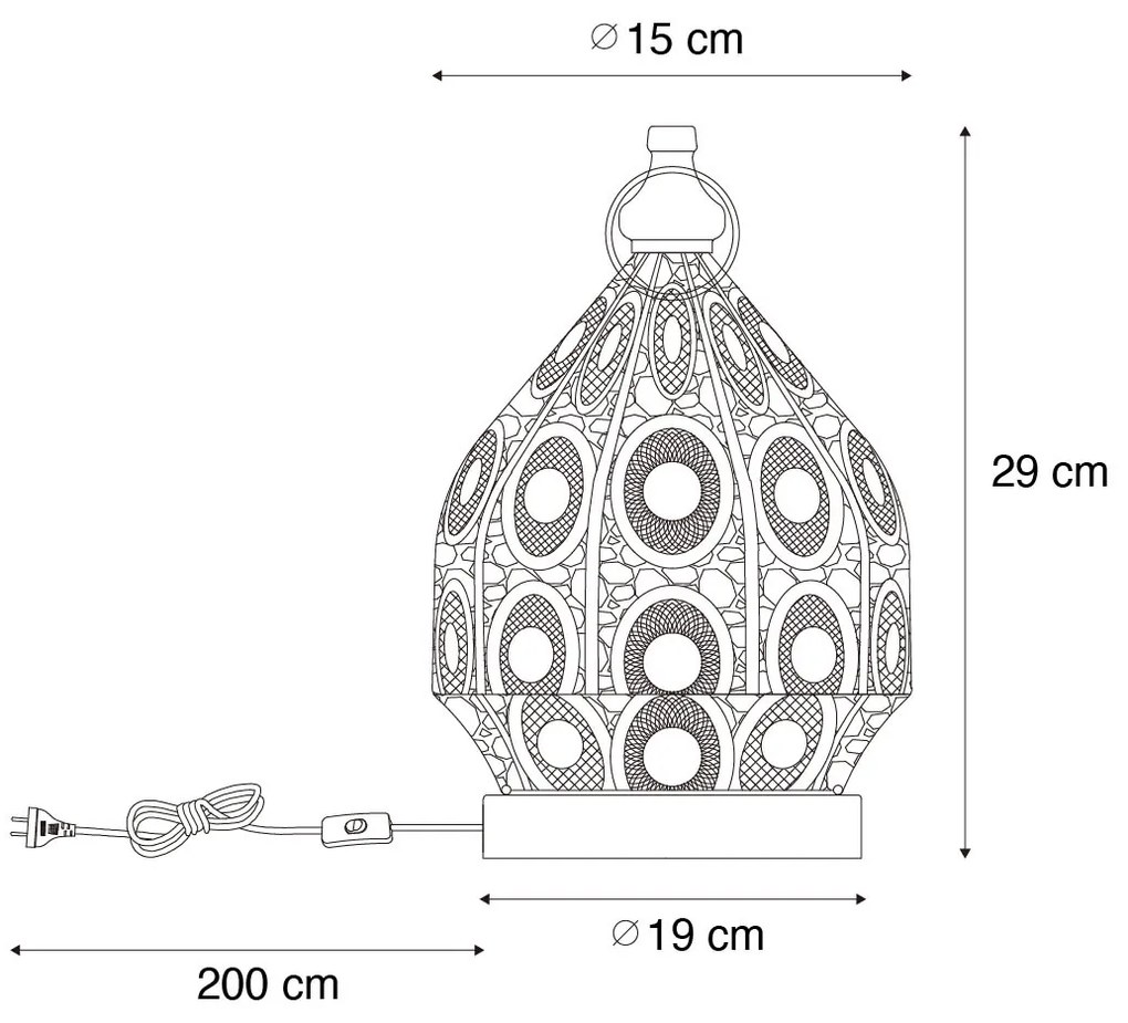 Orientálna stolná lampa zlatá 19 cm - Mowgli