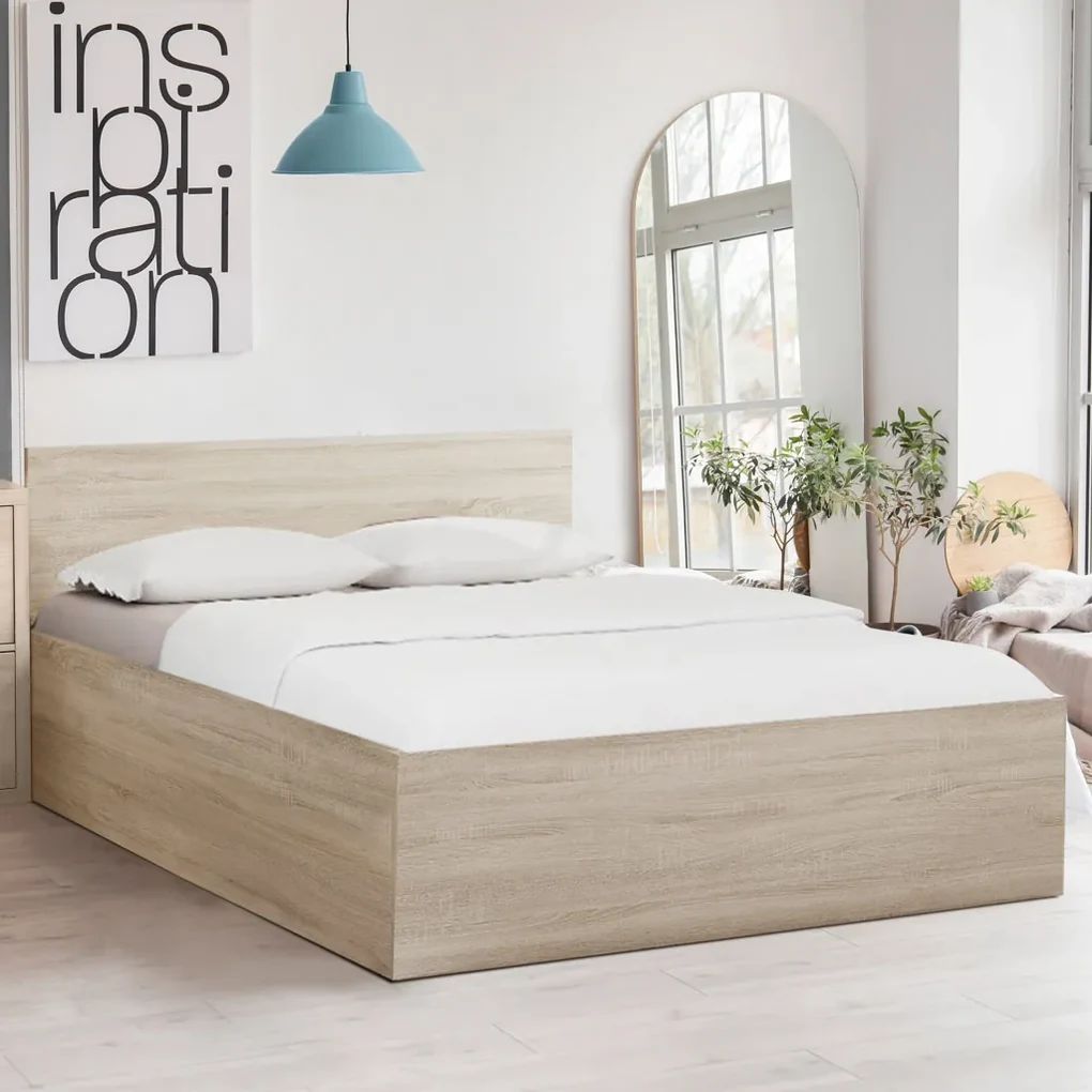 Postel SOFIA 180 x 200 cm, dub sonoma Rošt: S latkovým roštom, Matrac: Matrac COCO MAXI 20 cm