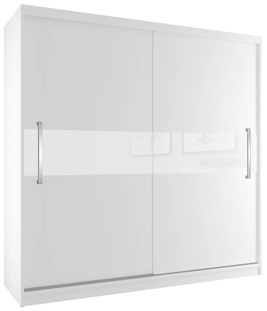 Šatníková skriňa 200 cm Belini biely mat s posuvnými dverami  SI SZP1/2/W/W/W/UU