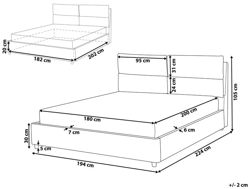 Manželská posteľ 180 cm BALSAS (textil) (sivá) (s roštom). Vlastná spoľahlivá doprava až k Vám domov. 1018562