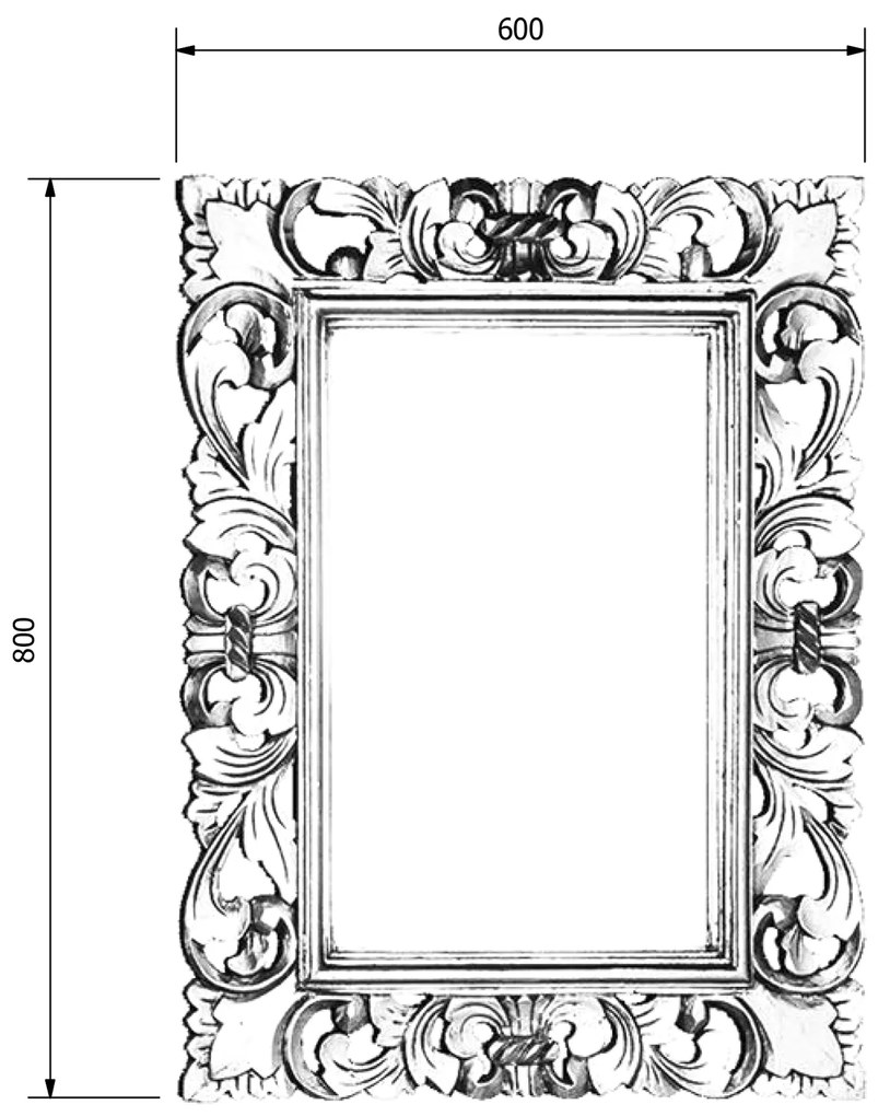 Sapho Sapho, SAMBLUNG zrkadlo v ráme, 60x80cm, strieborná Antique, IN115