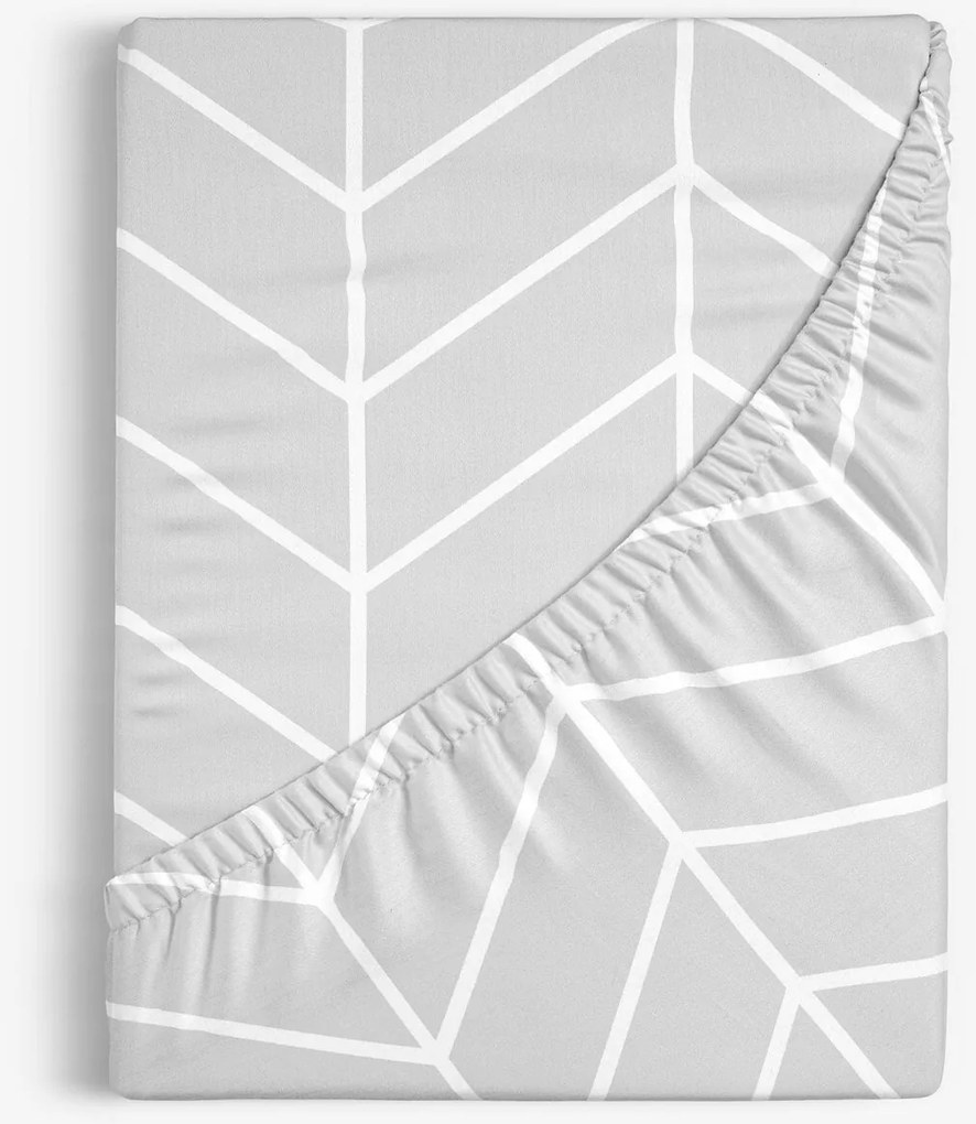 Goldea bavlnená napínacia plachta - biely cikcak na sivom 80 x 160 cm
