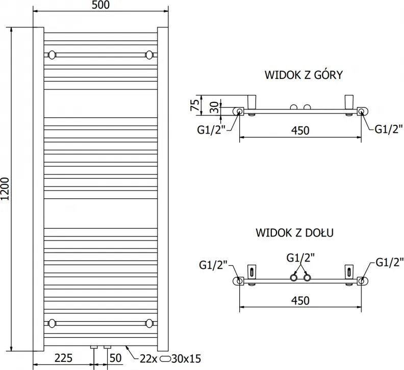 Mexen Hades, elektrické vykurovacie teleso 1200 x 500 mm, 600 W, biela, W104-1200-500-2600-20