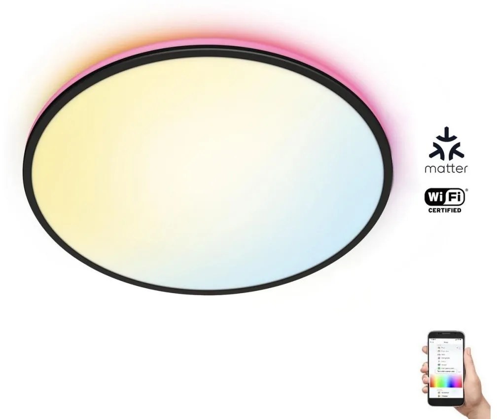 WiZ - LED RGBW Stmievateľné stropné svietidlo RUNE LED/21W/230V čierna Wi-Fi