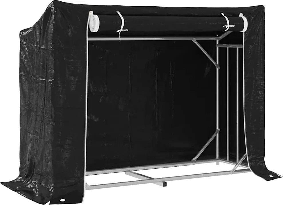 vidaXL Regál na krbové drevo s pláštenkou 151x60,5x110,5 cm